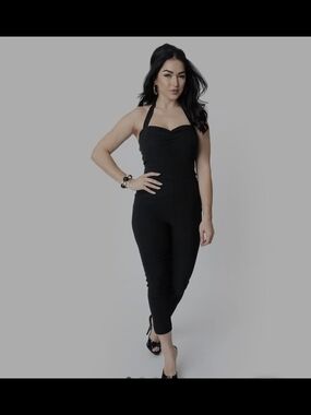 Uniqie Vintage Women’s Black Halter Jumpsuit